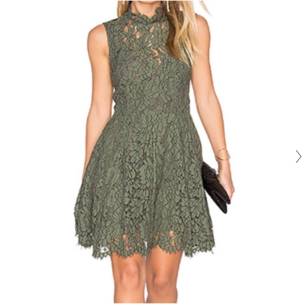 Beautiful Keepsake green lace dress medium